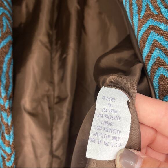 Vintage Painted Pony Teal Animal Print Zebra Stripes Blazer Jackets Size XL - Picture 4 of 5